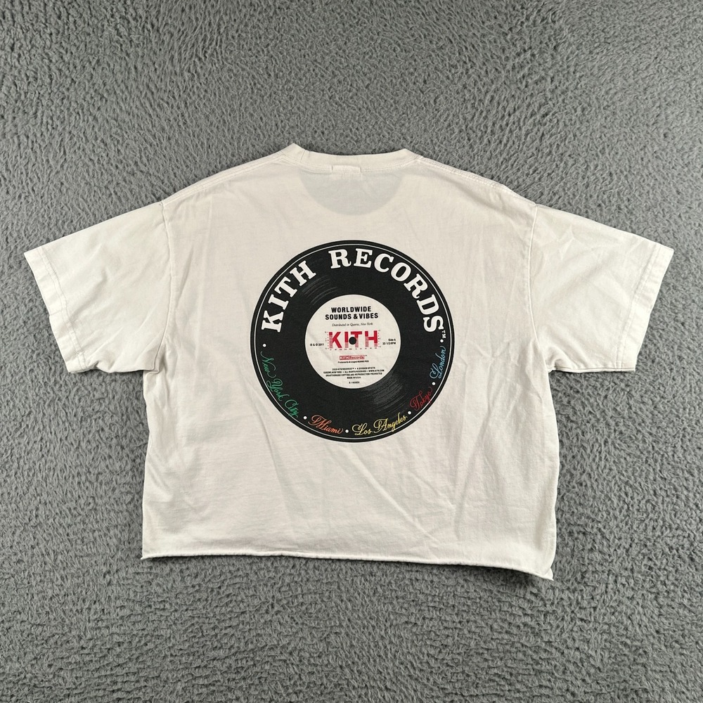 KITH Records Worldwide Sounds‎ T Shirt Size Medium White Cropped